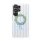 Floral Wreath Magnetic Impact Case — Blue Striped Protective Phone Case