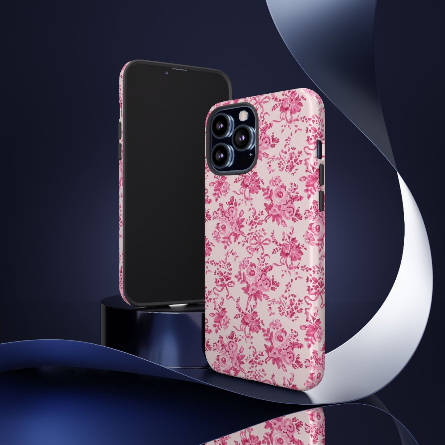 Pink Vintage Floral Tough Phone Case — Protective iPhone Cover