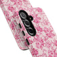 Pink Vintage Floral Tough Phone Case — Protective iPhone Cover