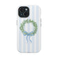 Floral Wreath Magnetic Impact Case — Blue Striped Protective Phone Case