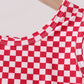 Red checkered bow active dress