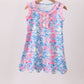 Watercolor floral ruffle scalloped dress