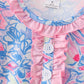 Watercolor floral ruffle scalloped dress