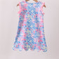 Watercolor floral ruffle scalloped dress