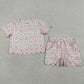 Floral Silky Scalloped Short Set