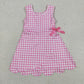 Pink Performance Gingham Bow Scalloped Dress