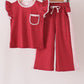 Red polka dot pocket ruffle pants set