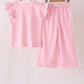 Pink polka dot pocket ruffle pants set