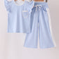 Blue polka dot pocket ruffle pants set