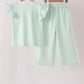 Green polka dot pocket ruffle pants set