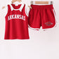 Maroon Arkansas active shorts set