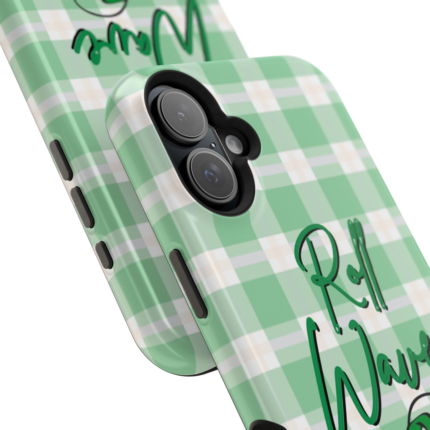 Phone Case — "Roll Wave" Green Plaid Magnetic Impact‑Resistant Case