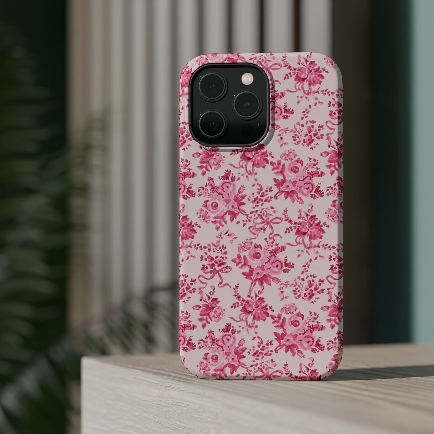 Pink Floral Magnetic Impact-Resistant Phone Case