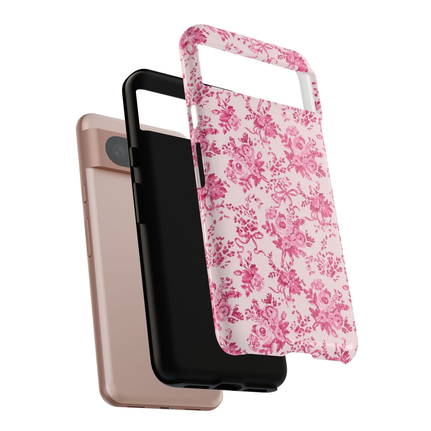 Pink Vintage Floral Tough Phone Case — Protective iPhone Cover