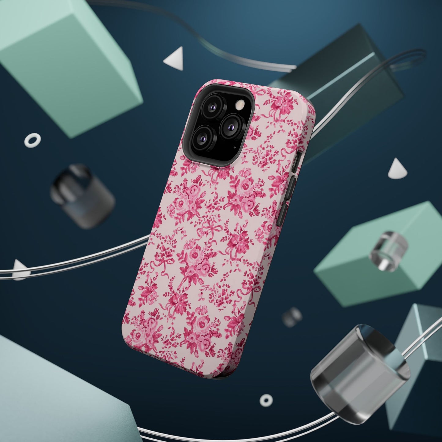 Pink Floral Magnetic Impact-Resistant Phone Case