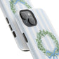 Floral Wreath Magnetic Impact Case — Blue Striped Protective Phone Case