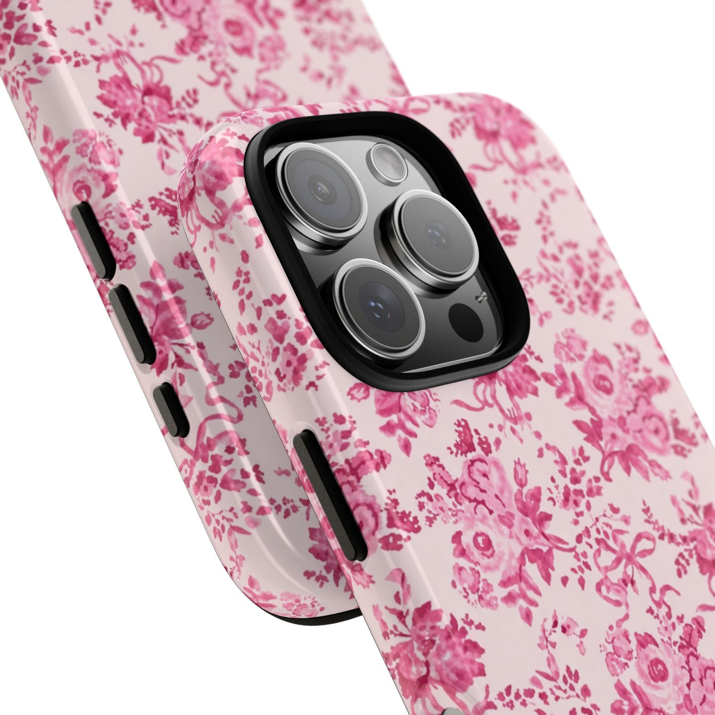 Pink Vintage Floral Tough Phone Case — Protective iPhone Cover