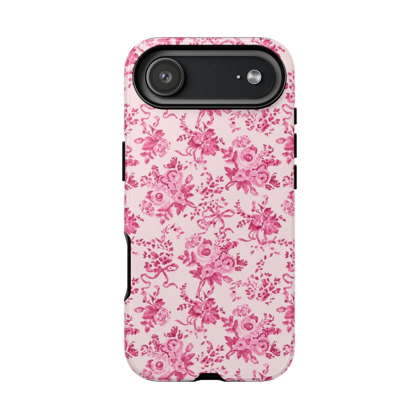 Pink Vintage Floral Tough Phone Case — Protective iPhone Cover
