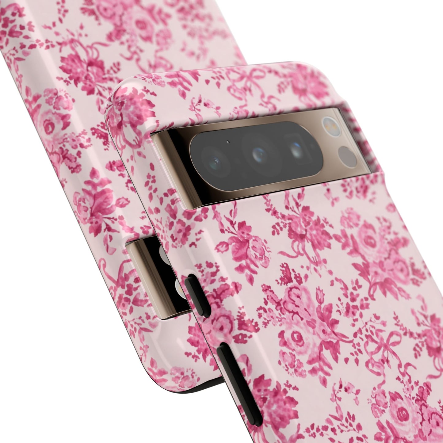 Pink Vintage Floral Tough Phone Case — Protective iPhone Cover
