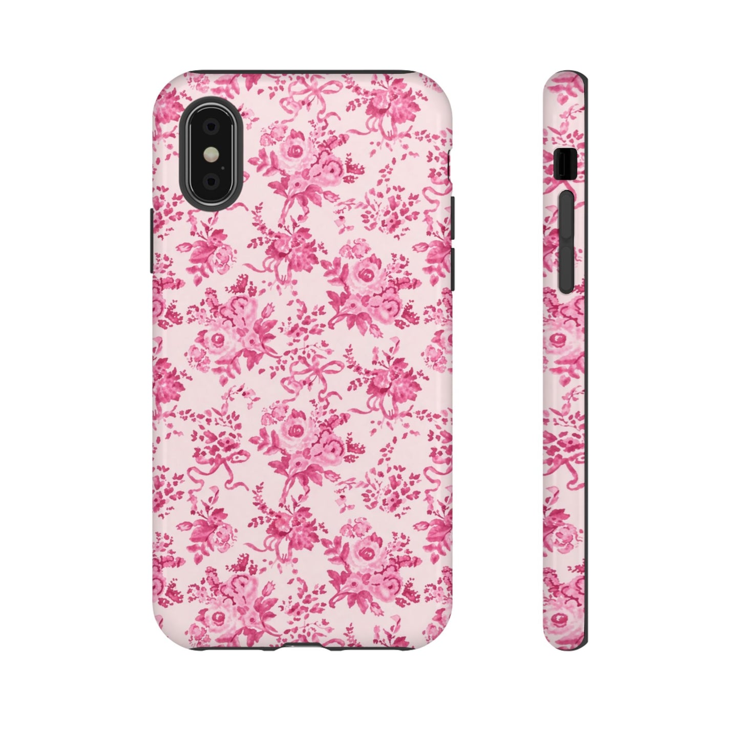 Pink Vintage Floral Tough Phone Case — Protective iPhone Cover