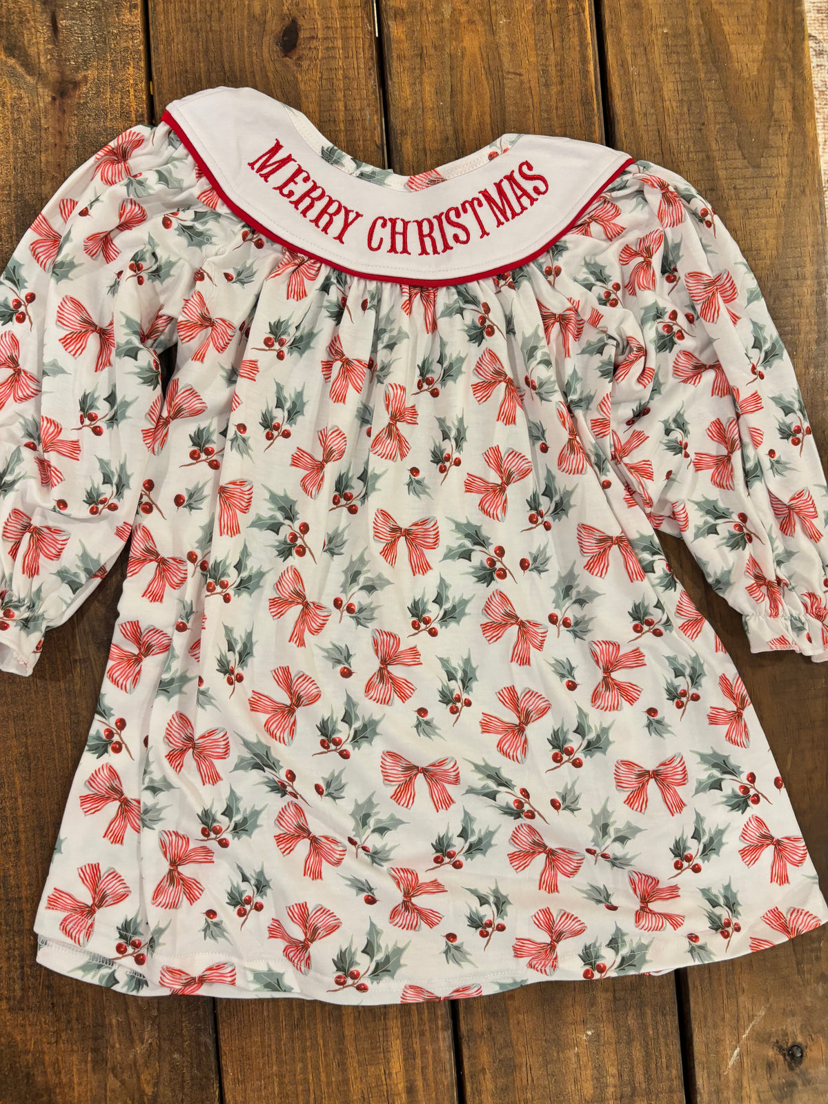 Merry Christmas Bow Dress - READY TO SHIP/PICKUP
