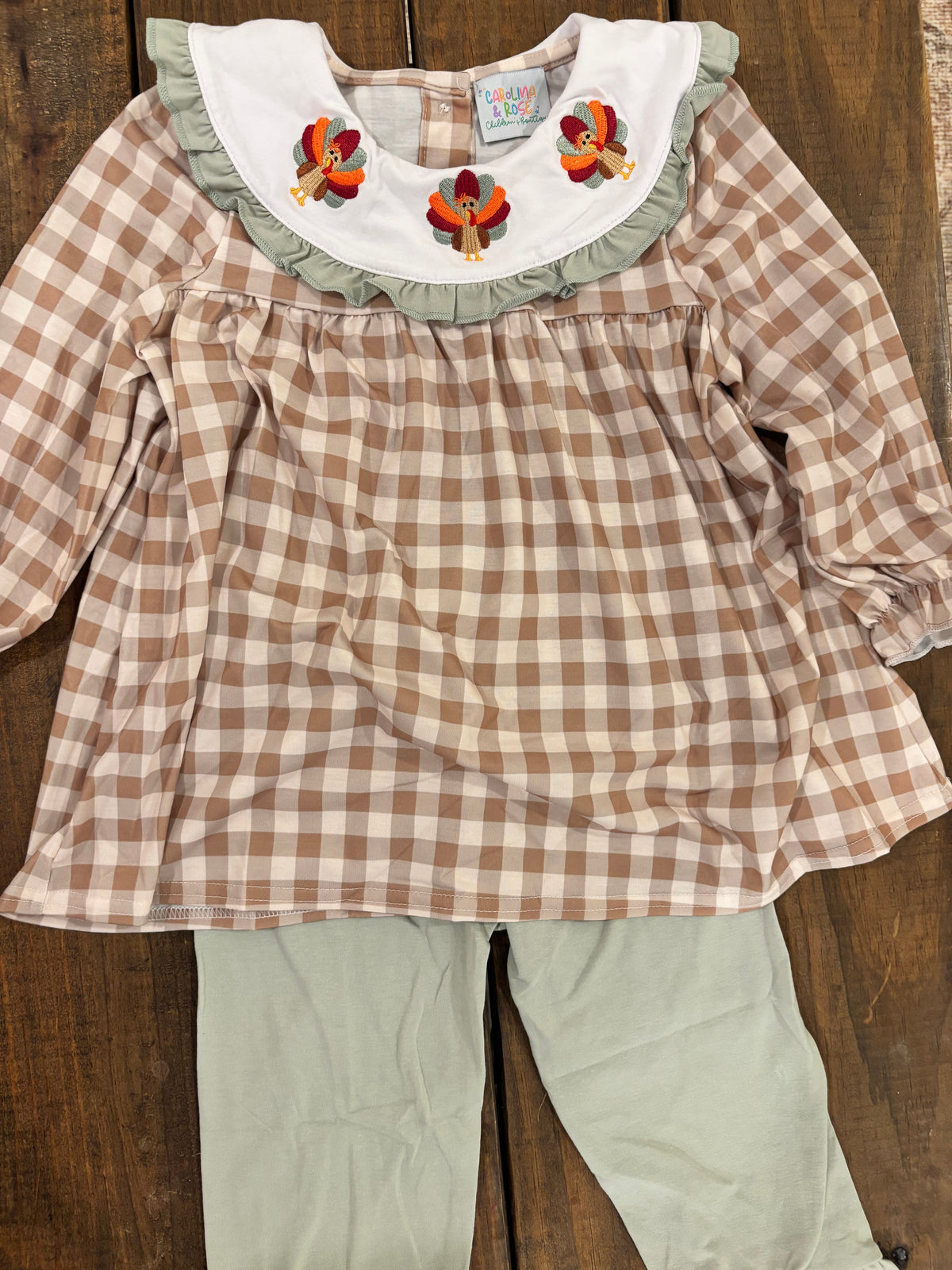 Sage Thanksgiving Girl's Pant Set - READY TO SHIP/PICKUP