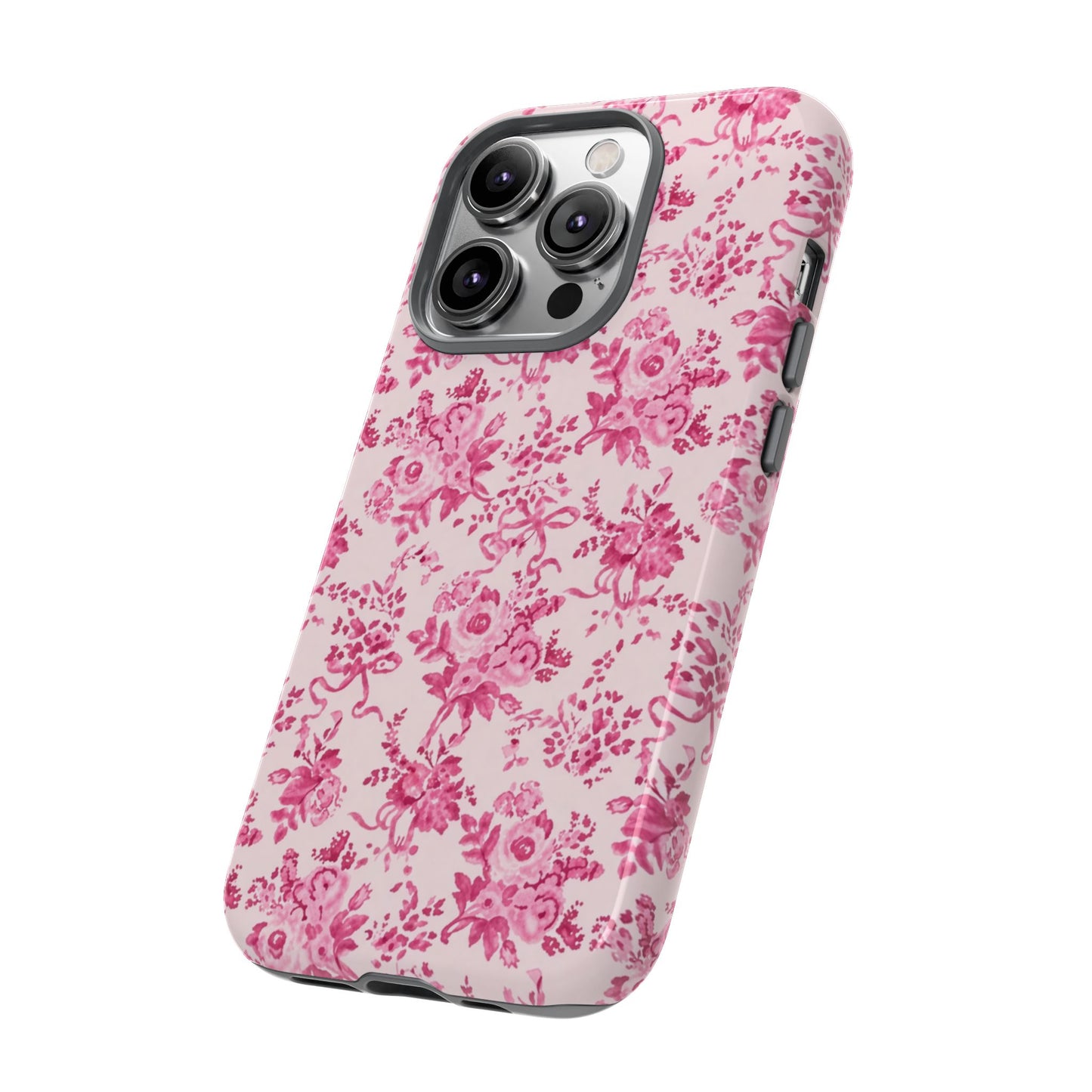 Pink Vintage Floral Tough Phone Case — Protective iPhone Cover