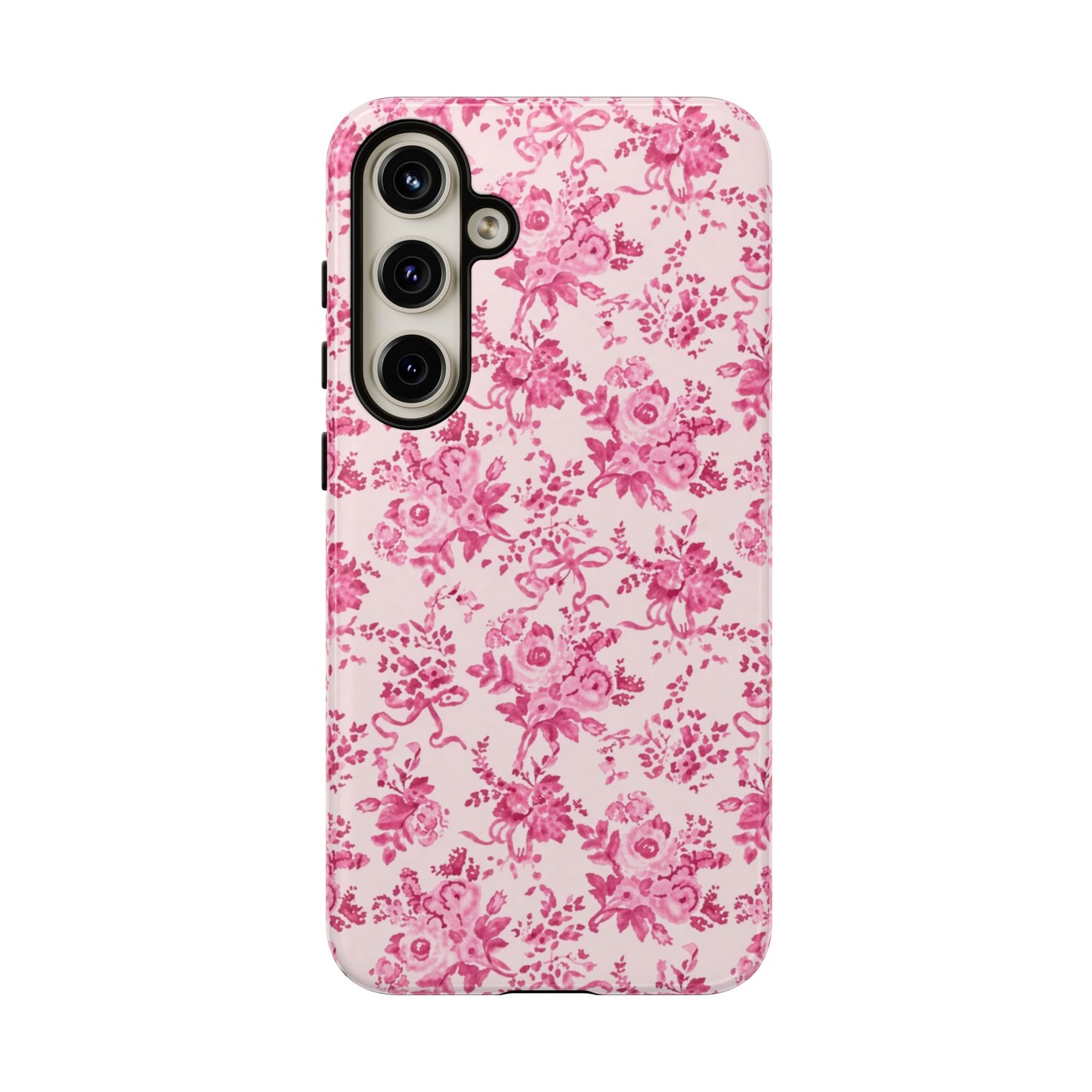 Pink Vintage Floral Tough Phone Case — Protective iPhone Cover