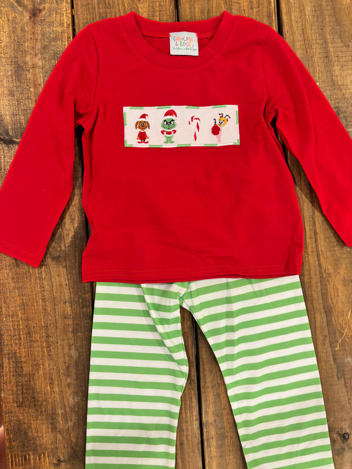 Green Dot Grinch Boy's Pant Set - READY TO SHIP/PICKUP