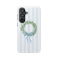 Floral Wreath Magnetic Impact Case — Blue Striped Protective Phone Case