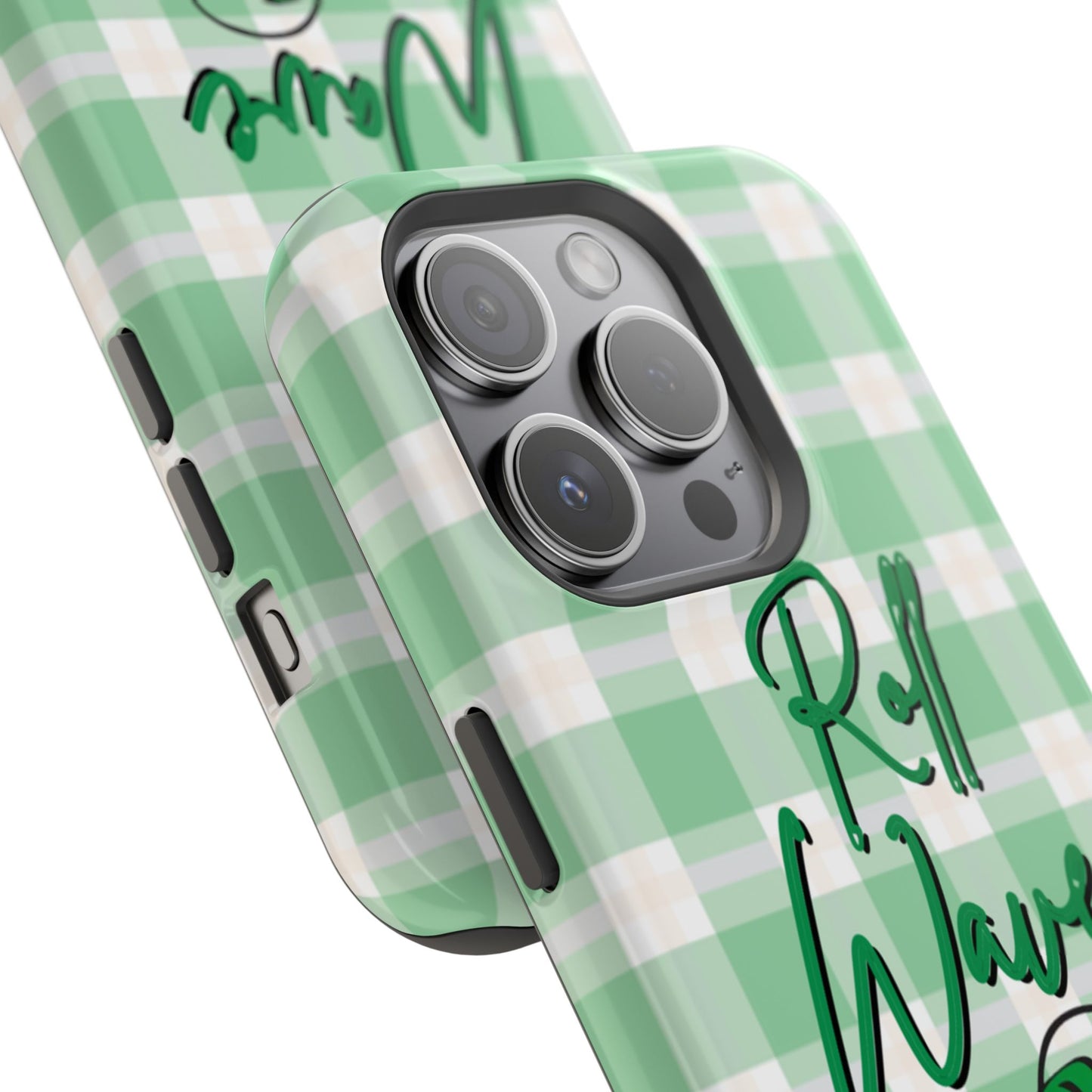 Phone Case — "Roll Wave" Green Plaid Magnetic Impact‑Resistant Case