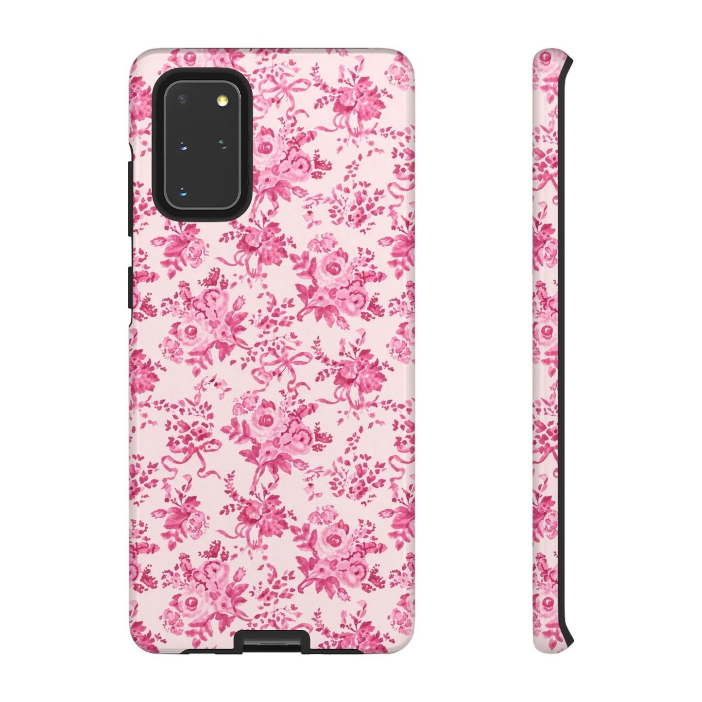 Pink Vintage Floral Tough Phone Case — Protective iPhone Cover