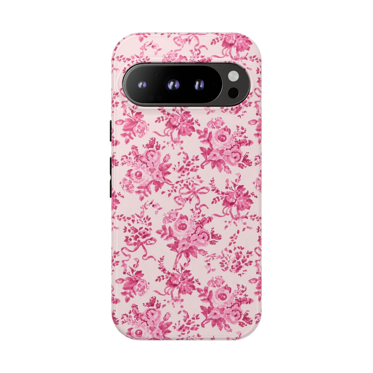 Pink Vintage Floral Tough Phone Case — Protective iPhone Cover