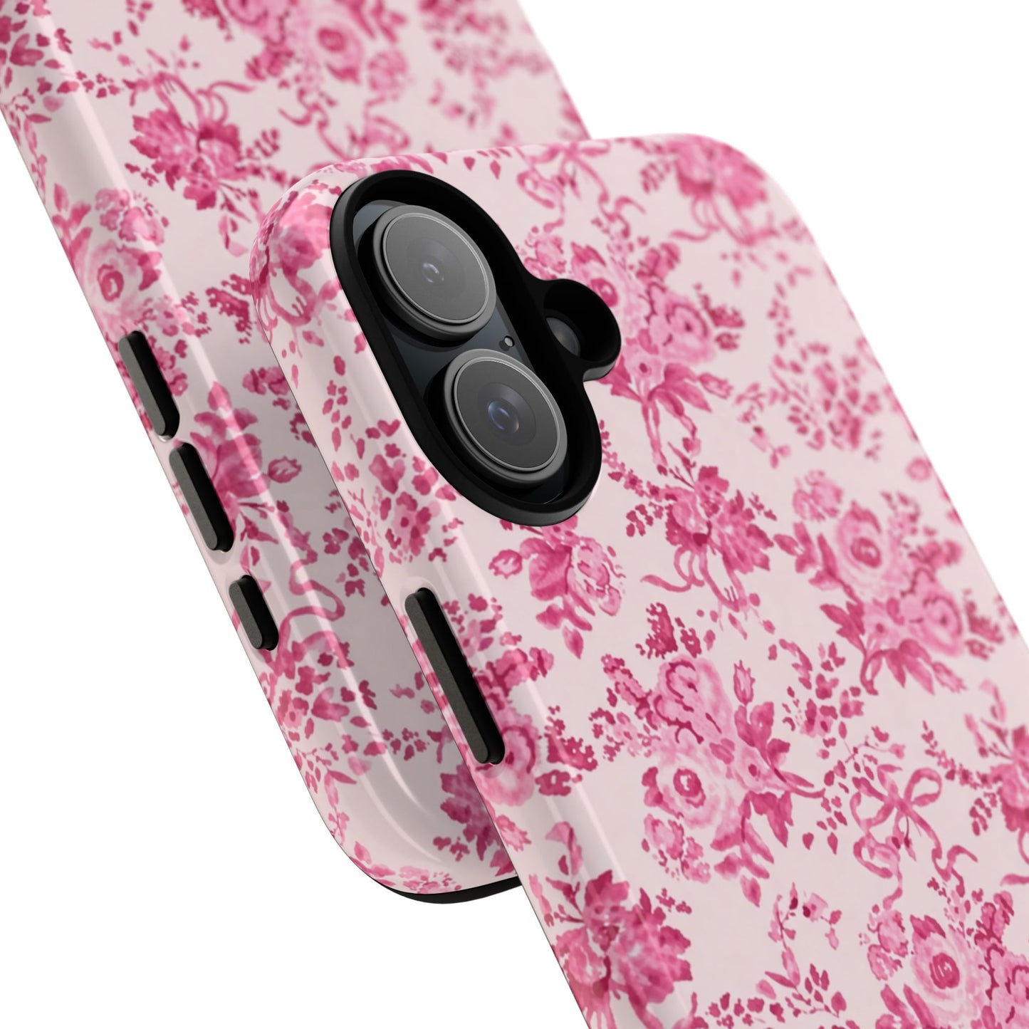 Pink Vintage Floral Tough Phone Case — Protective iPhone Cover