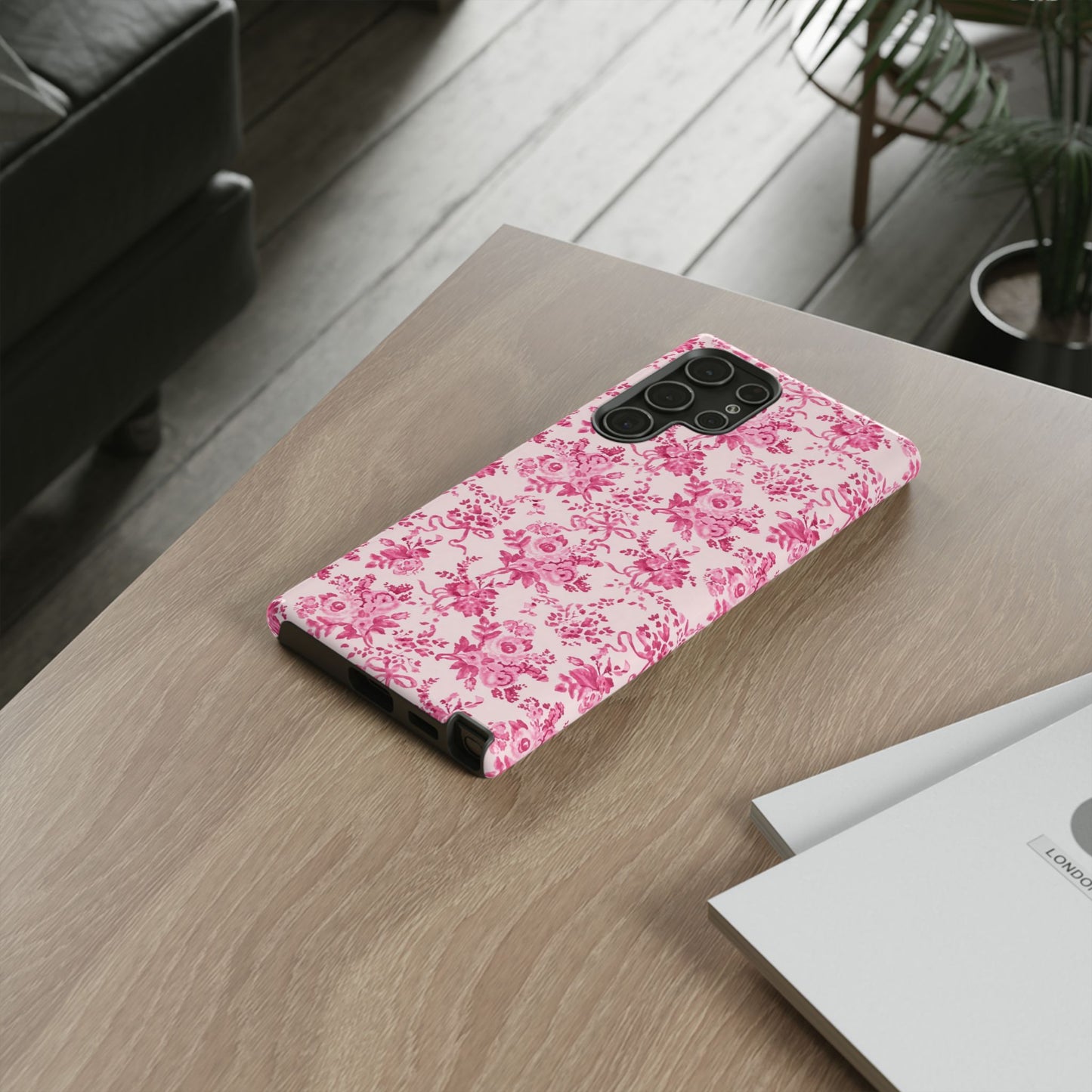 Pink Vintage Floral Tough Phone Case — Protective iPhone Cover