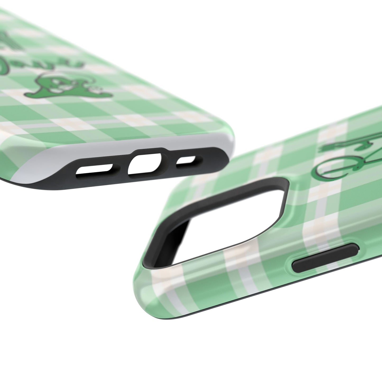 Phone Case — "Roll Wave" Green Plaid Magnetic Impact‑Resistant Case