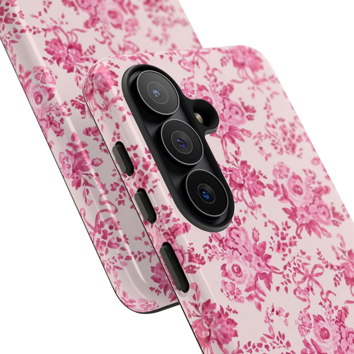 Pink Vintage Floral Tough Phone Case — Protective iPhone Cover