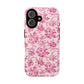 Pink Vintage Floral Tough Phone Case — Protective iPhone Cover