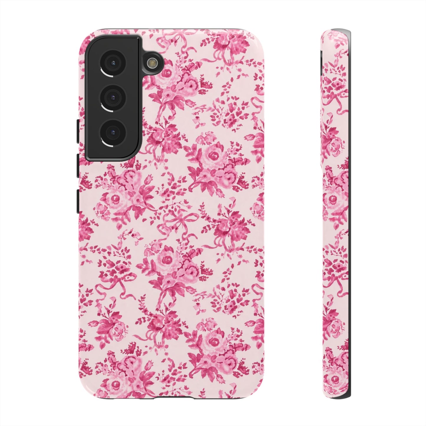 Pink Vintage Floral Tough Phone Case — Protective iPhone Cover