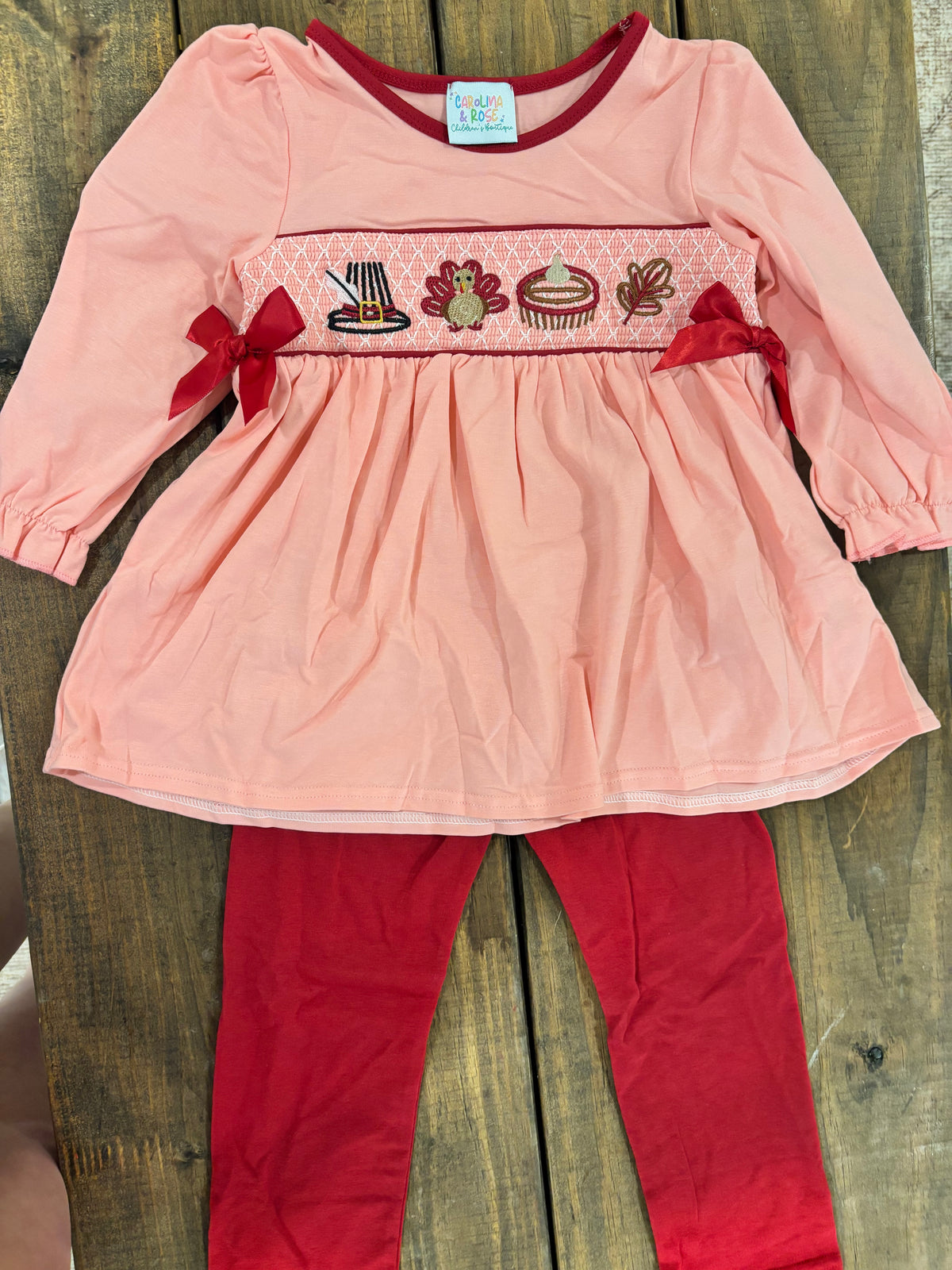 Pink Turkey Smocked Pant Set - READY TO SHIP/PICKUP