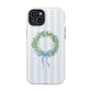 Floral Wreath Magnetic Impact Case — Blue Striped Protective Phone Case