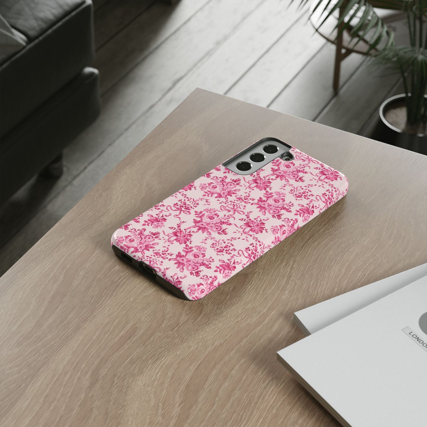 Pink Vintage Floral Tough Phone Case — Protective iPhone Cover