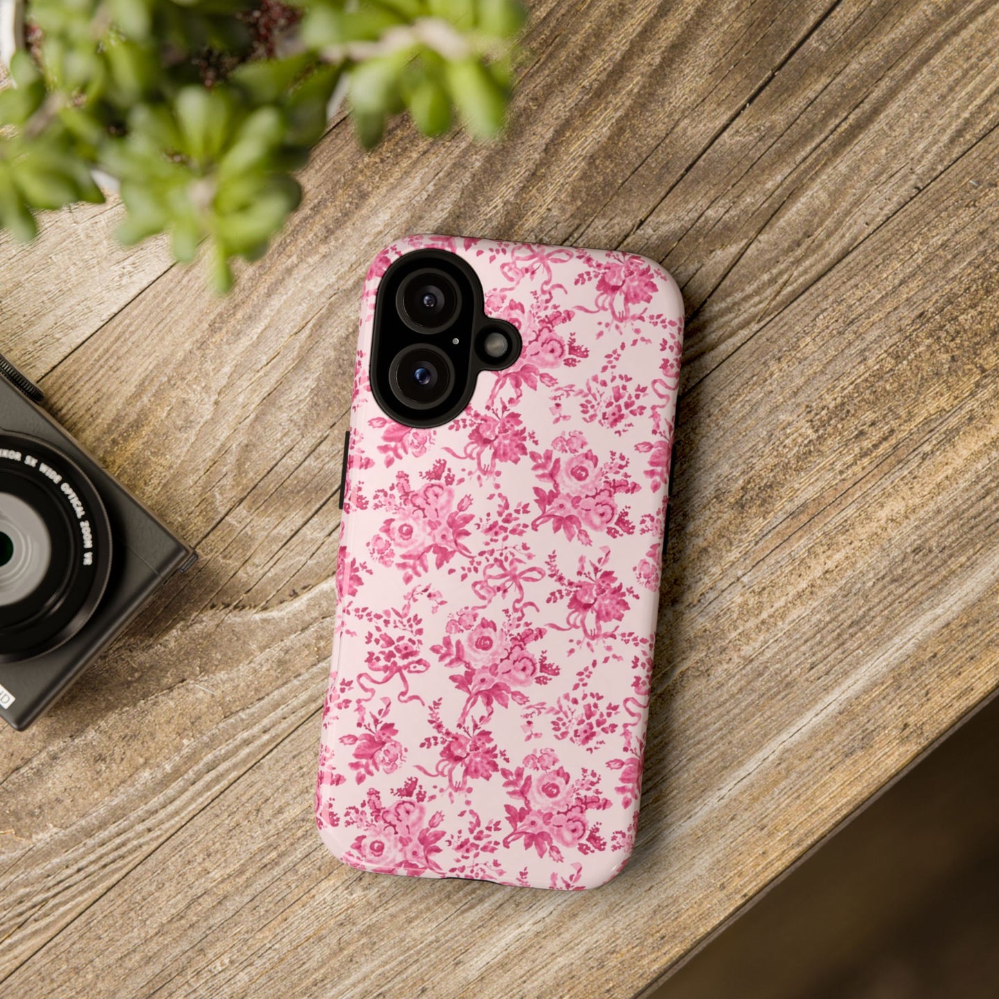 Pink Vintage Floral Tough Phone Case — Protective iPhone Cover