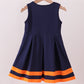 Premium Navy Auburn embroidery ruffle dress