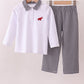 Premium White Alabama elephant embroidery pants set