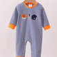 Premium Blue Auburn stripe tiger romper