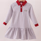 Premium Gray Alabama stripe elephant embroidery dress