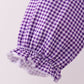 Premium Purple LSU tiger football embroideyr gingham ruffle pants set