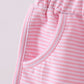 Premium Pink&white stripe bow shorts