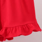 Pink baseball bow stripe ruffle shorts set